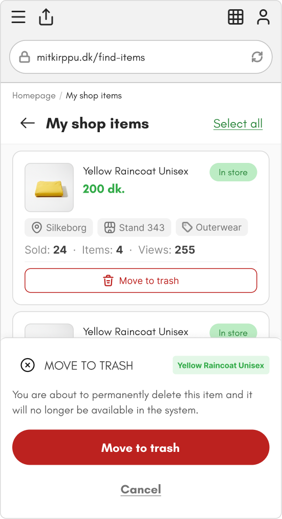 Move item to trash