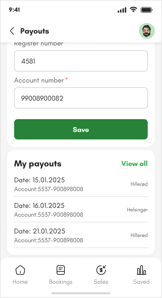 Payouts - User profile