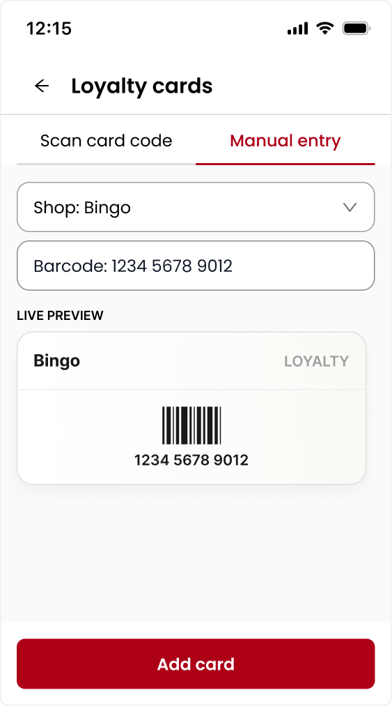 Add loyalty card