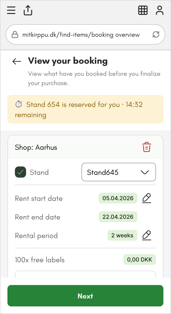 Stand booking
