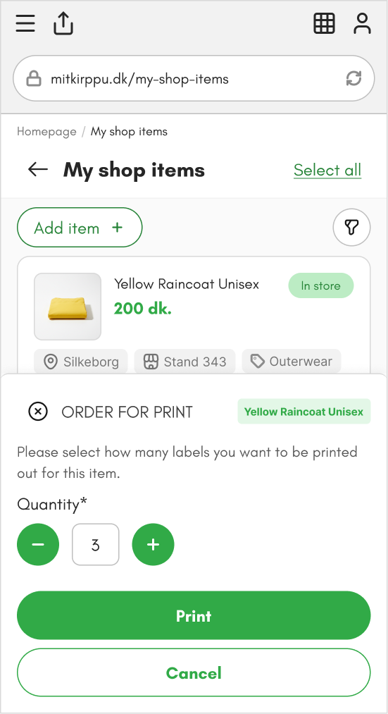 Order labels