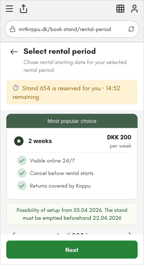 Stand booking